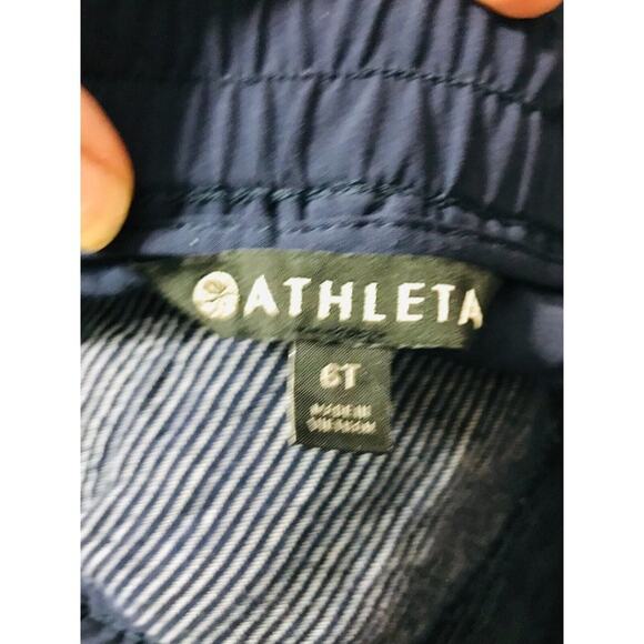 Athleta Cabo Linen Pants Wide Leg Striped Coastal Navy Blue Preppy, 6T - Picture 10 of 13